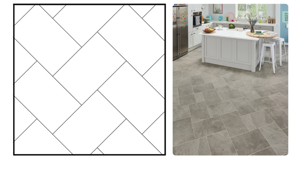 Stone herringbone shown as a pattern and used in a kitchen