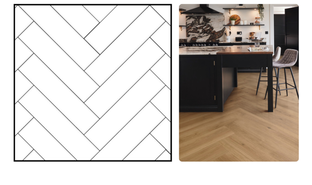 Wood herringbone shown as a pattern and used in a kitchen