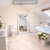 Karndean honed oyster slatestone flooring laid in brick bond with design strips in a bathroom