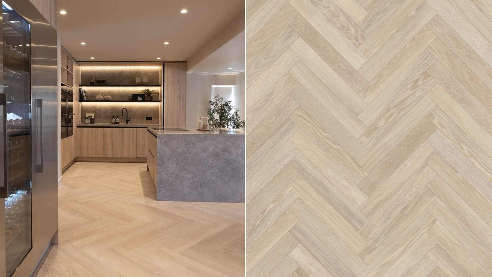 Dutch Limed Oak mid brown flooring in a kitchen