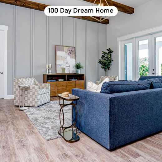 Limed Coastal Oak RCP6534 floors in a living room designed by Brian and Mika Kleinschmidt from 100 Day Dream Home