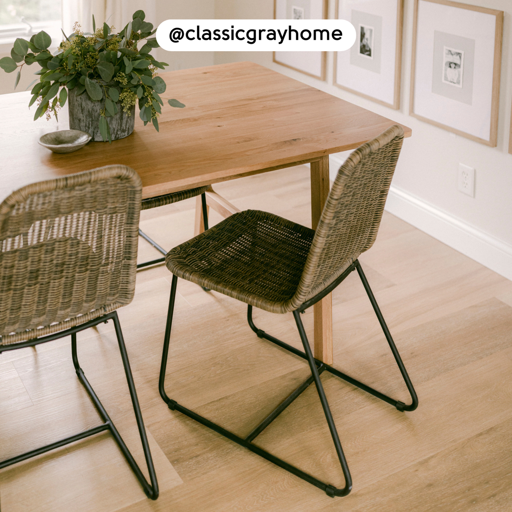 Table and chairs on Warm Ash RKP8103 floors; photo credit: @classicgrayhome