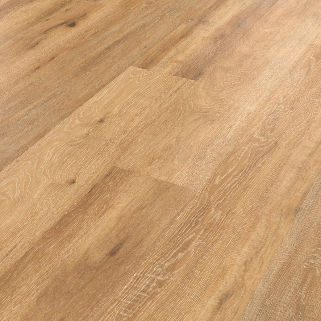 Baltic Limed Oak golden brown flooring by Karndean laid at an angle photo taken from above