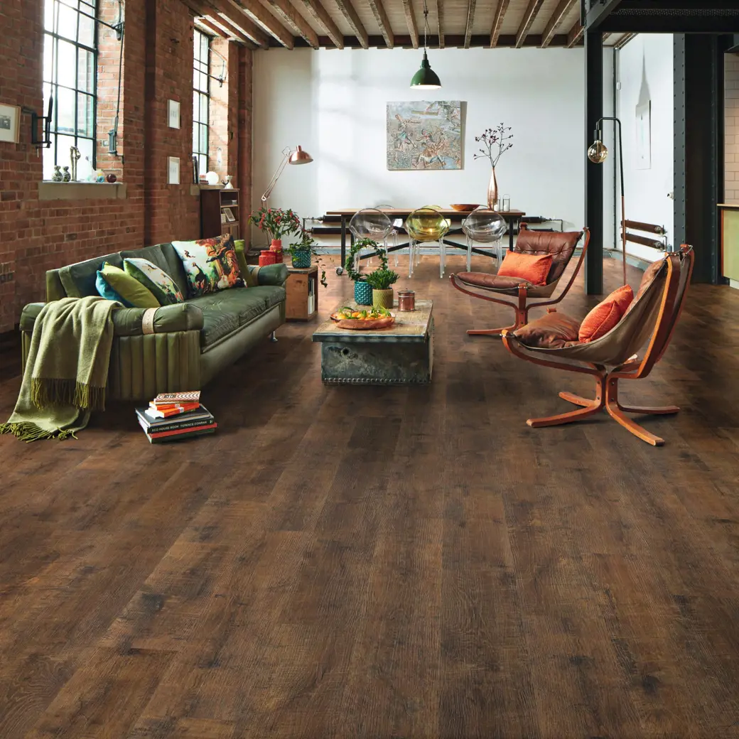 Antique French Oak Dark Brown LVT Flooring in a living space